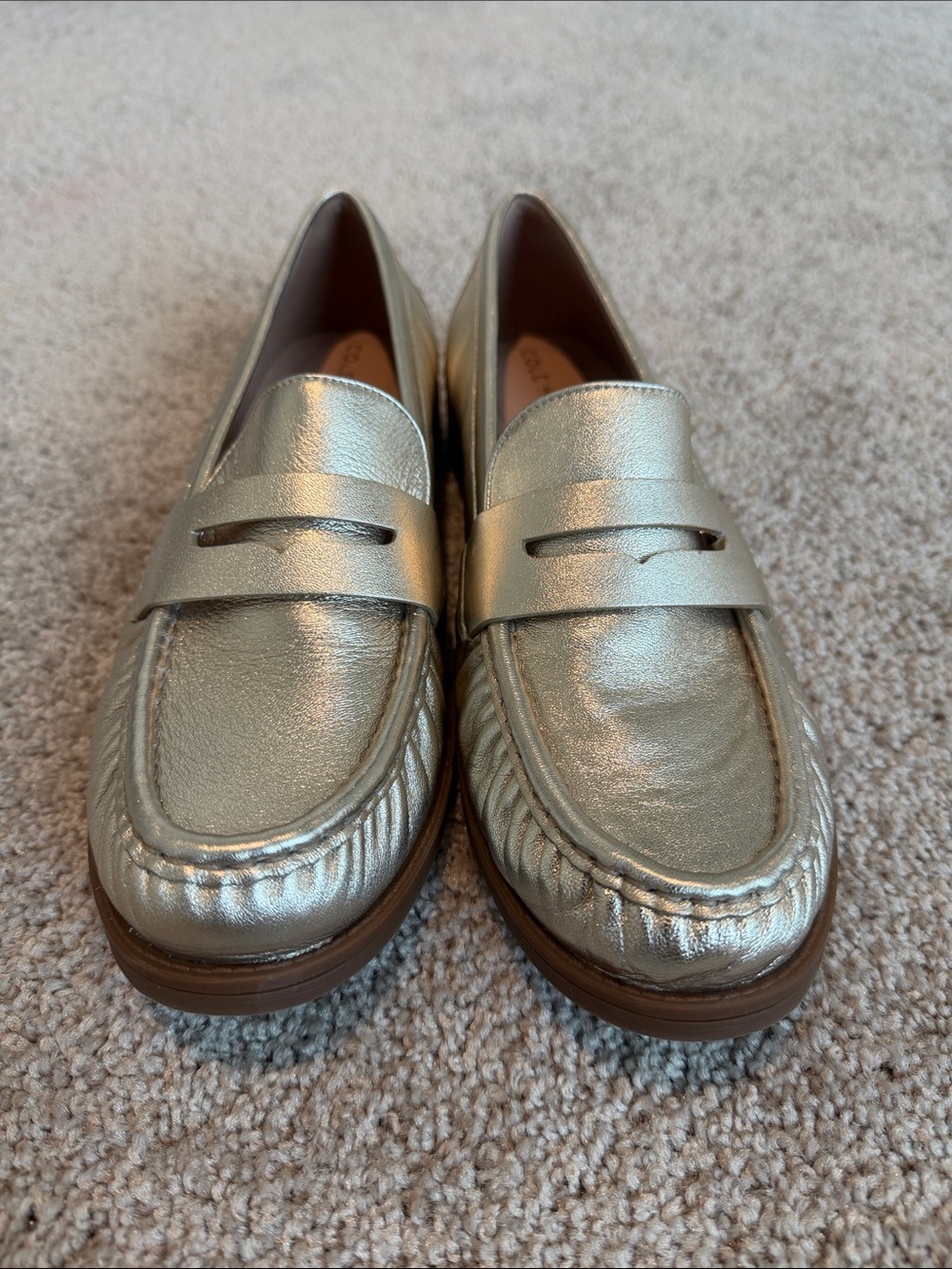 Cole Haan Gold Metallic Penny Loafers
